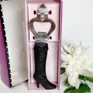 Epic Sparkly Boot Bottle Opener High Heel Black Silver NEW